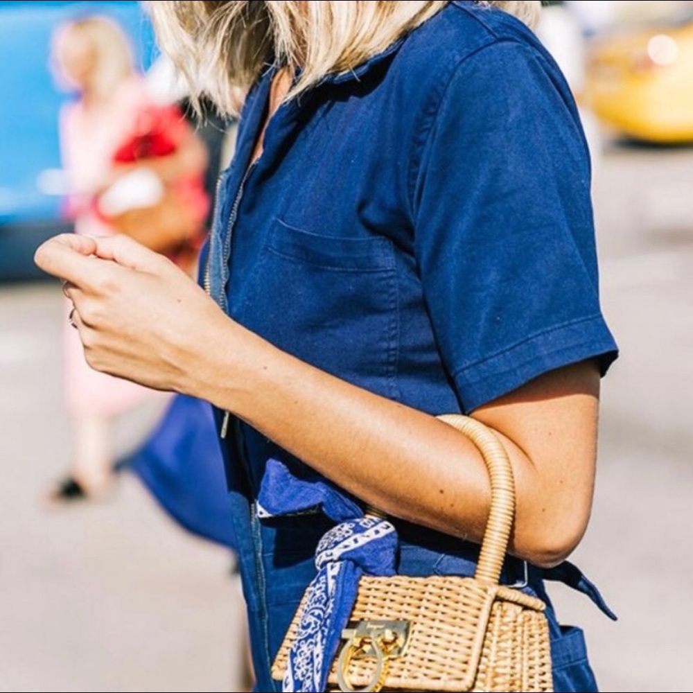 Vintage Gold Wicker Bag